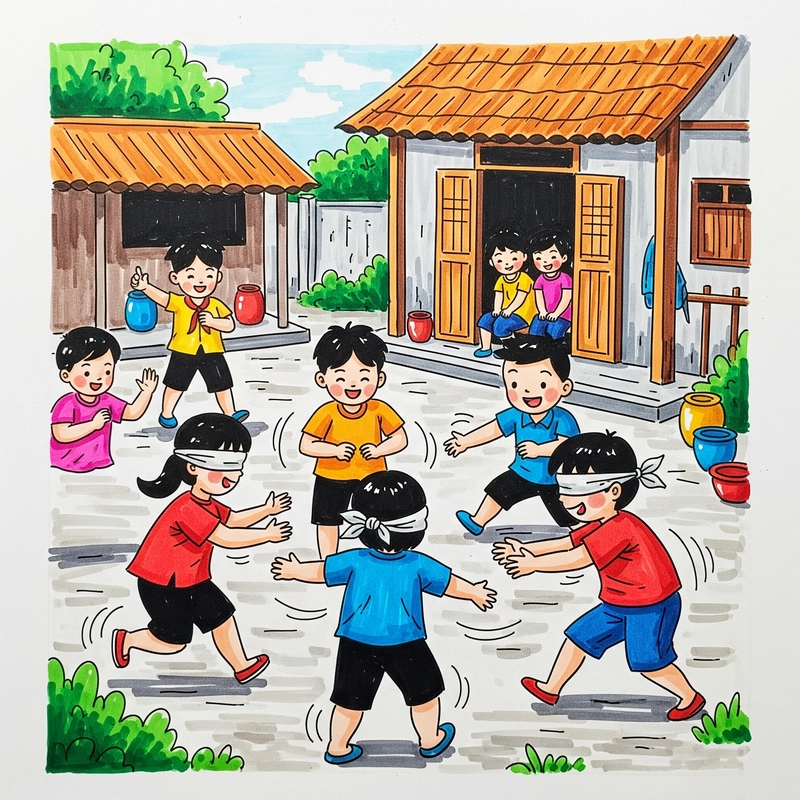 vẽ tranh trò chơi dân gian lớp 7 sáng tạo 
