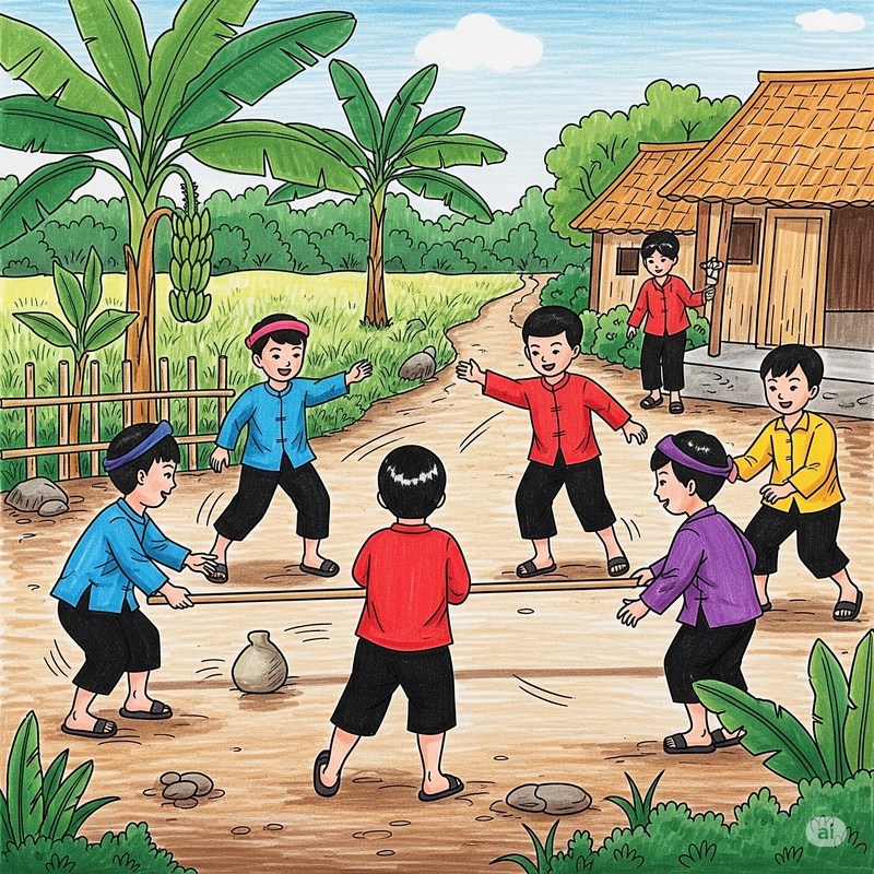 tranh trò chơi dân gian thiếu nhi 