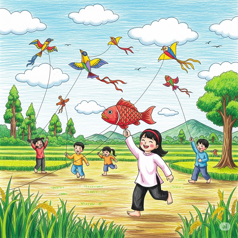 tranh trò chơi dân gian học đường 
