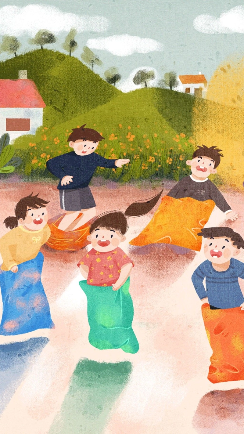 ảnh vẽ trò chơi dân gian sinh động 