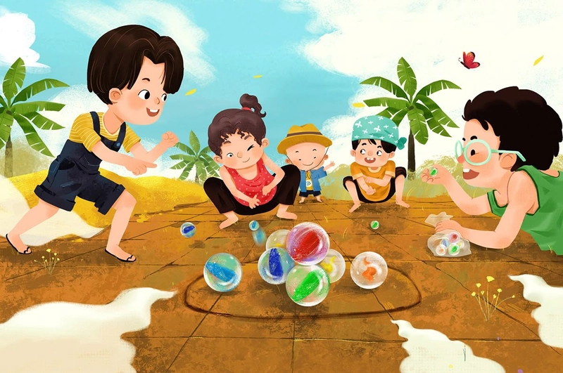 tranh vẽ trò chơi dân gian dân tộc 