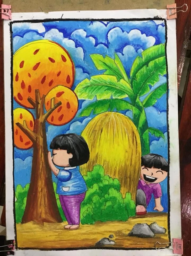 tranh vẽ trò chơi dân gian tuổi thơ 