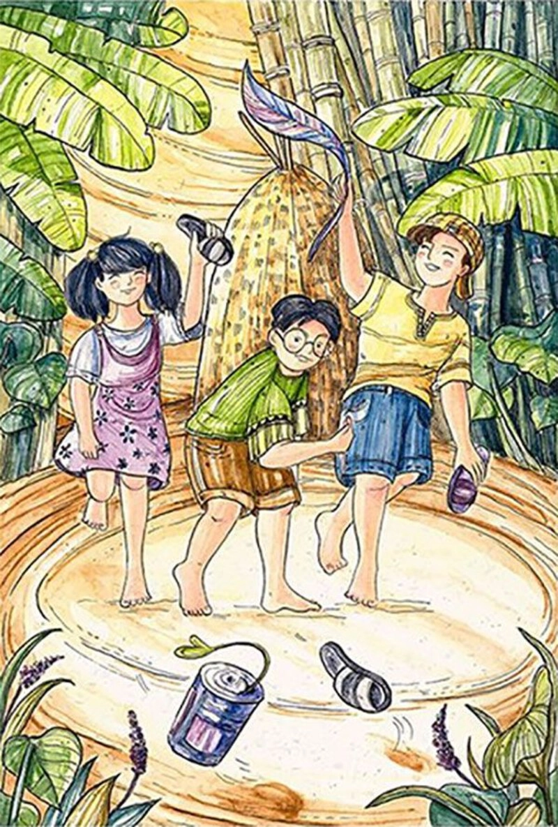 vẽ tranh trò chơi dân gian chủ đề quê hương 