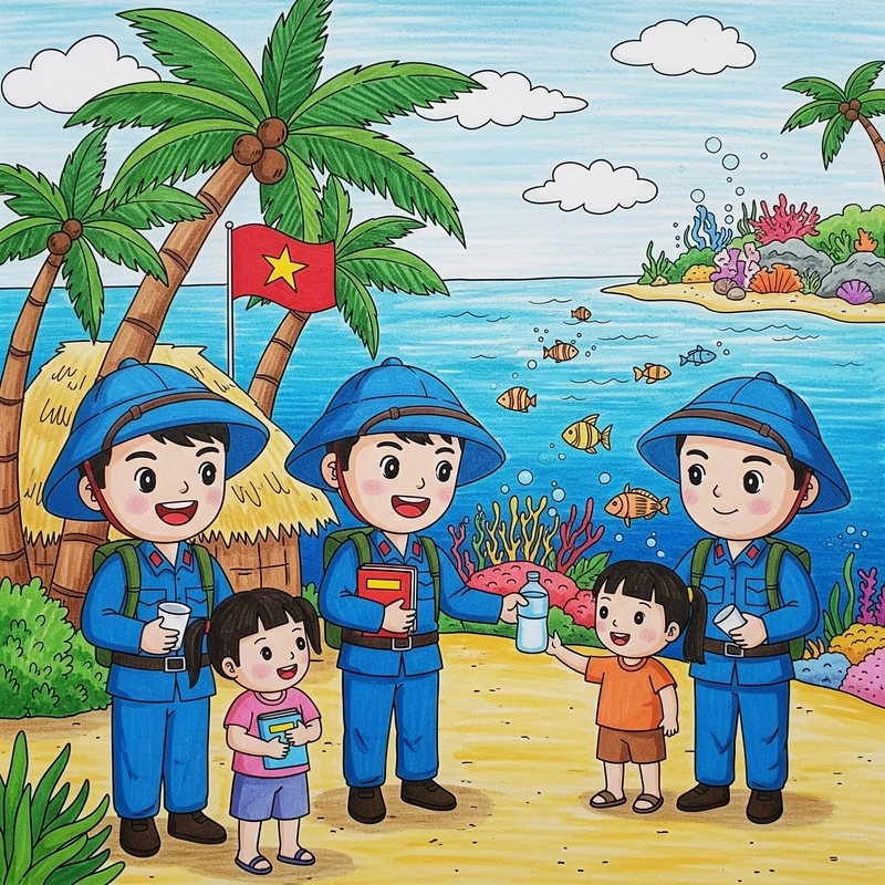 tranh vẽ biển đảo quê hương hoàng sa trường sa 