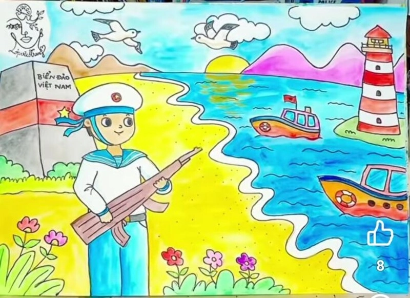 tranh vẽ biển đảo việt nam lớp 4 có biên giới biển 