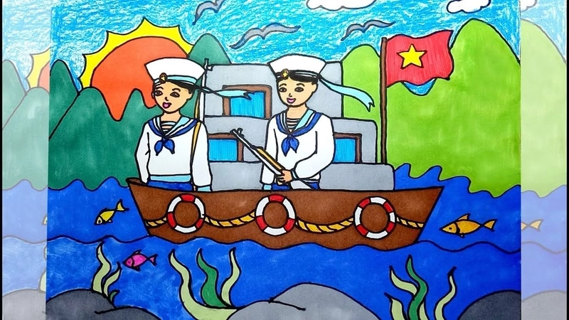 tranh vẽ biển đảo việt nam sinh động 