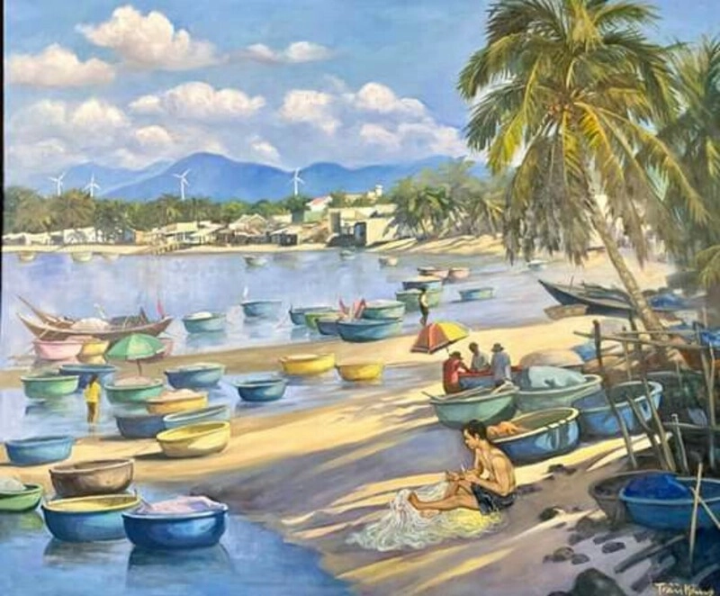 tranh vẽ biển đảo quê hương lớp 4 có ngư dân 