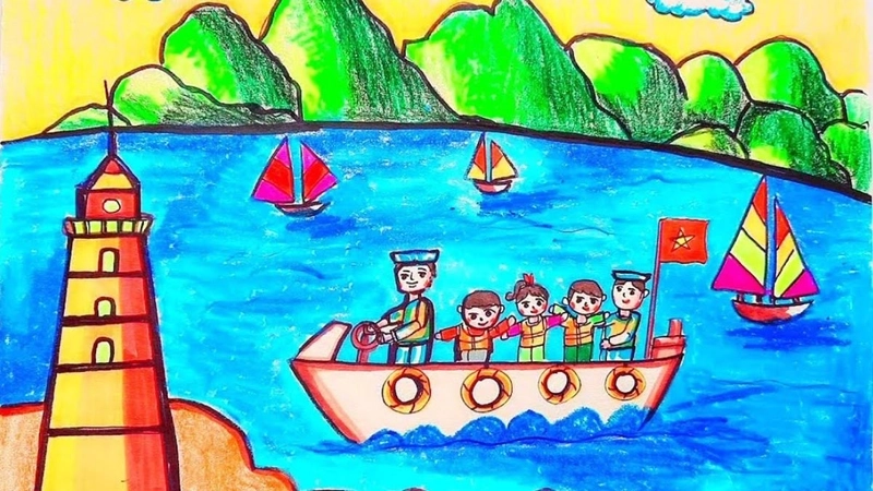 tranh vẽ biển đảo quê hương lớp 4 