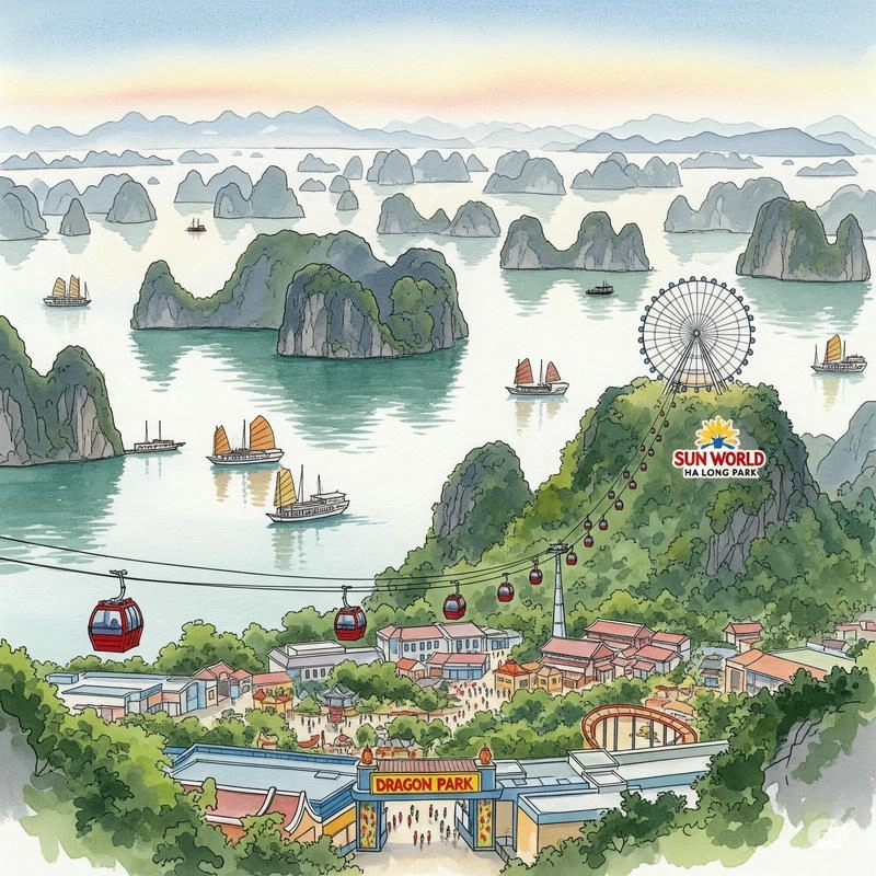 tranh vẽ vịnh hạ long thiên nhiên 