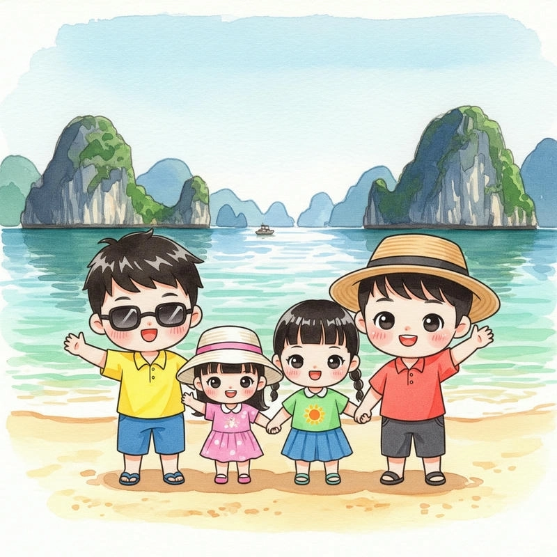 tranh vẽ vịnh hạ long vẽ tay 