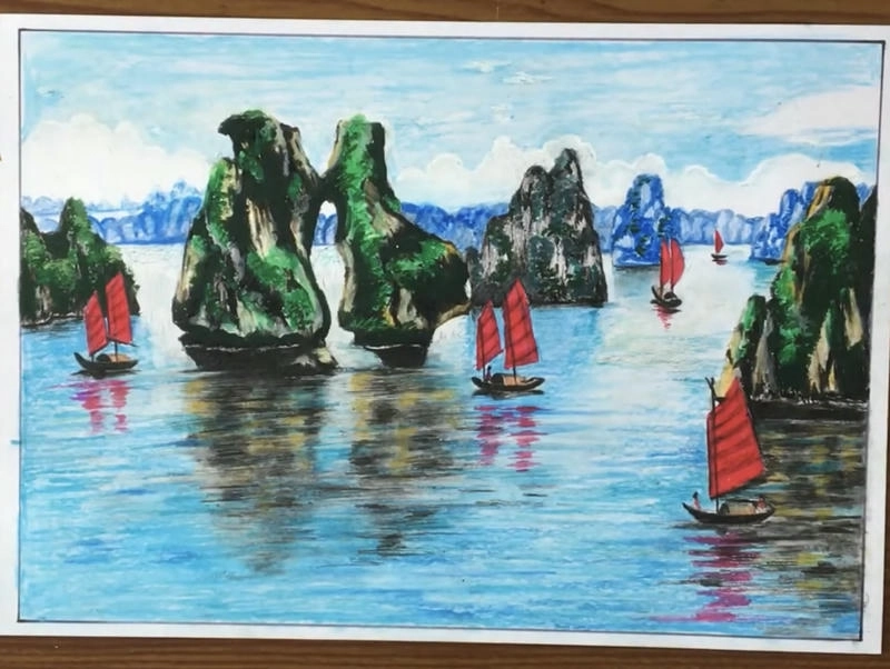 tranh vẽ vịnh hạ long phòng ngủ 