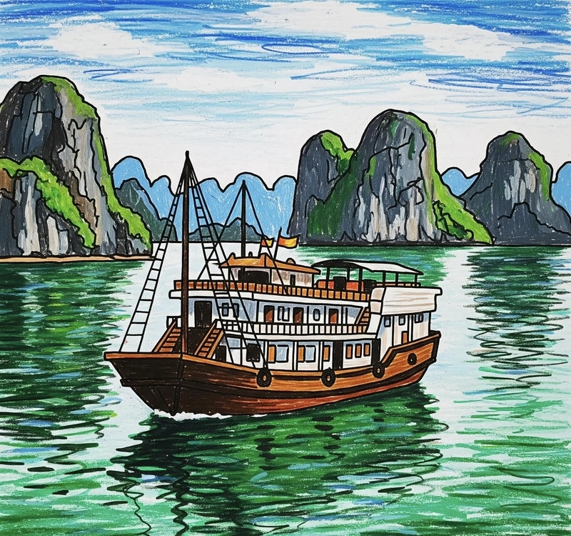 tranh vẽ vịnh hạ long hiện đại 