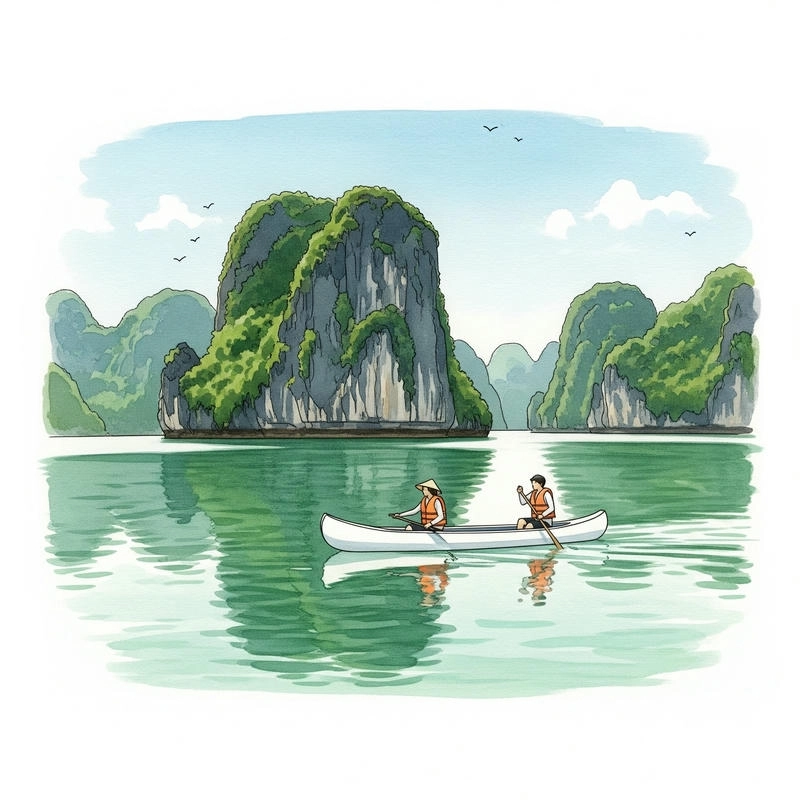 tranh vẽ vịnh hạ long trang trí 