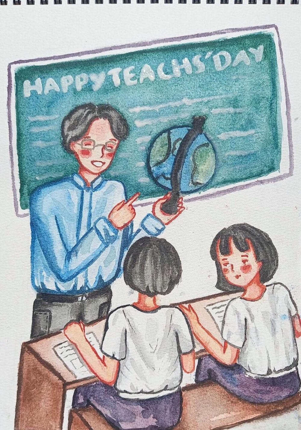 tuyển chọn tranh vẽ nghề giáo viên đẹp ý nghĩa