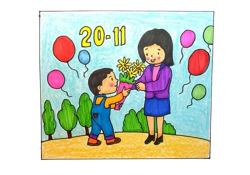 vẽ tranh 20/11 tri ân cô giáo 
