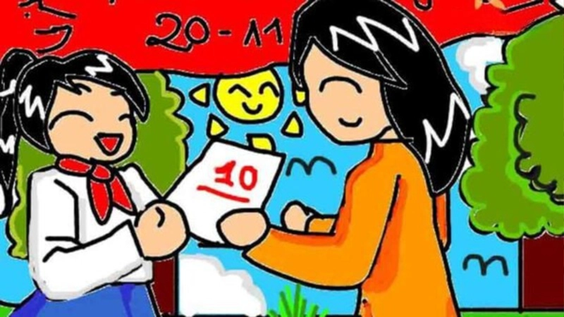 vẽ tranh 20 11 đơn giản đẹp lớp 4 