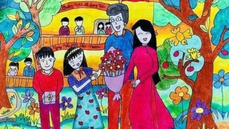 ý tưởng vẽ tranh 20 11 sáng tạo cho lớp 6 