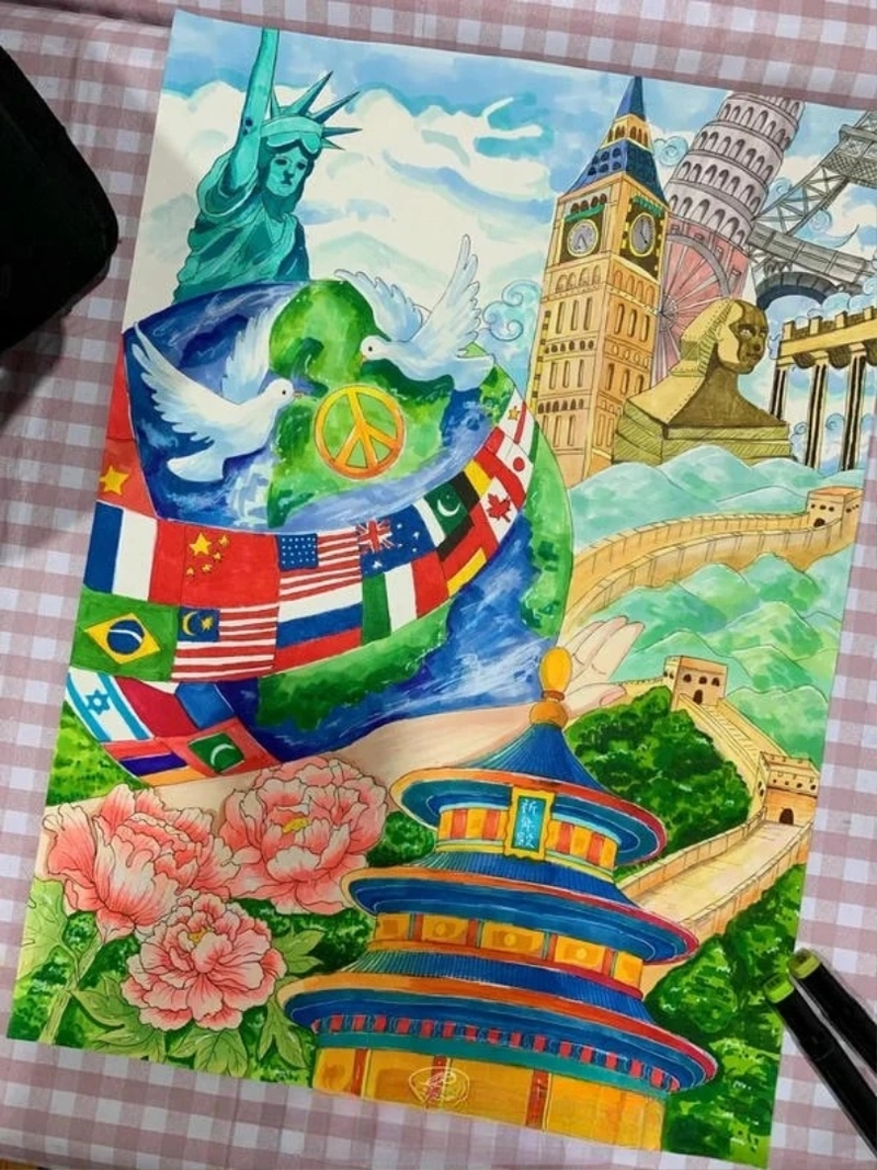 vẽ tranh em yêu hòa bình đẹp dễ làm 
