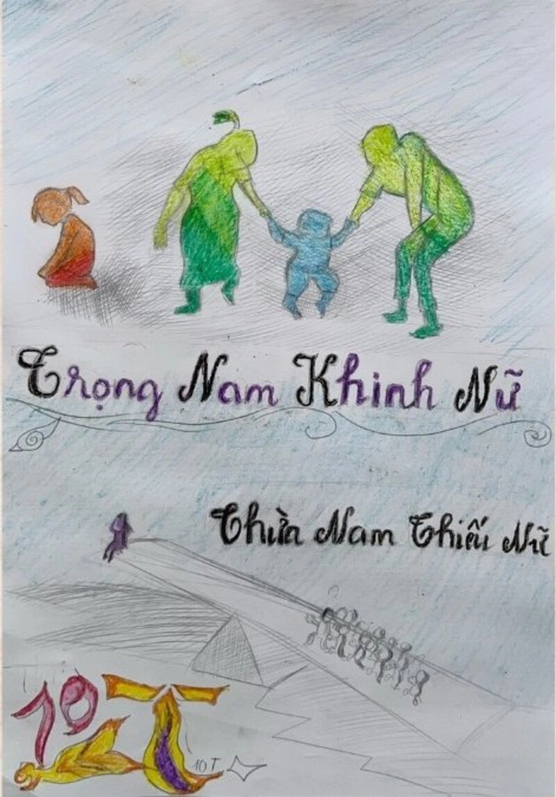 vẽ tranh bình đẳng giới đơn giản 