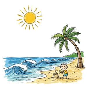 vẽ tranh chủ đề mùa hè của em trong kỳ nghỉ