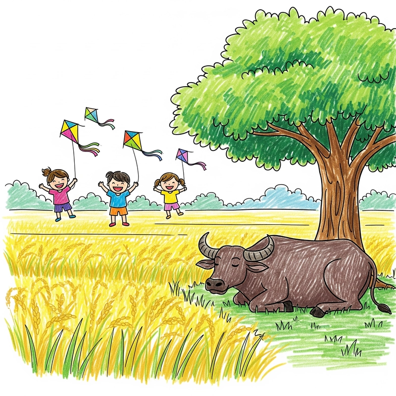 vẽ tranh về chủ đề mùa hè tại vùng quê 