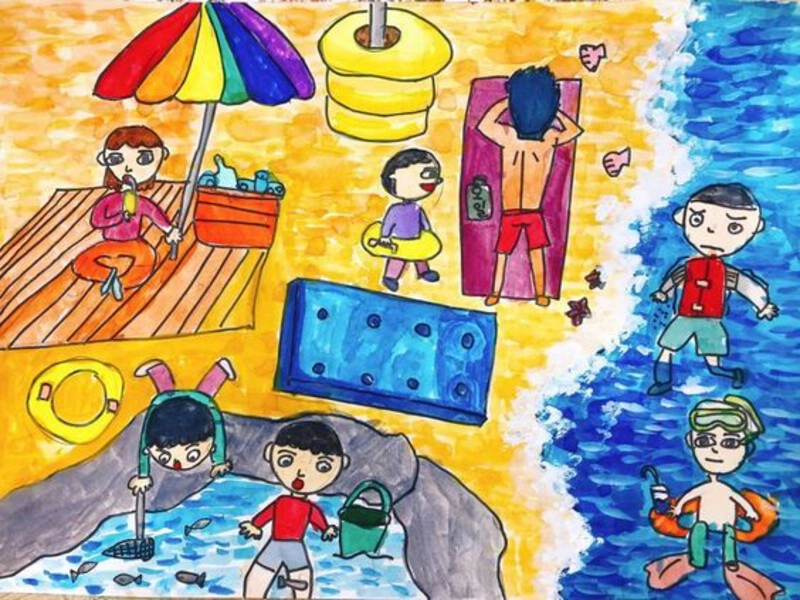 vẽ tranh về chủ đề mùa hè với nắng vàng rực rỡ 