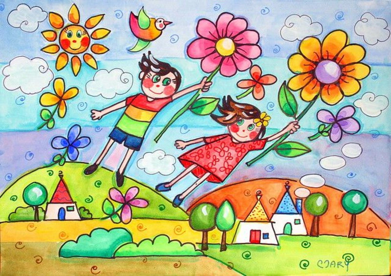 tranh vẽ mùa xuân đơn giản 