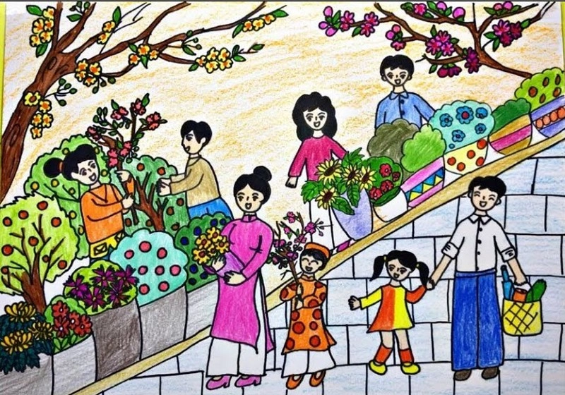 tranh mùa xuân sáng tạo 