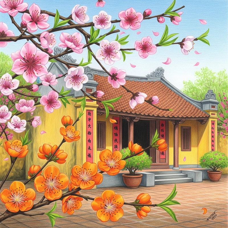 tranh mùa xuân của em 