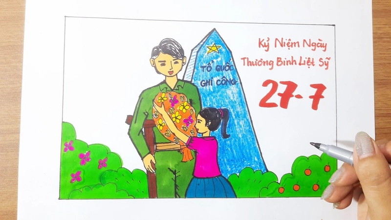 vẽ tranh đền ơn đáp nghĩa 