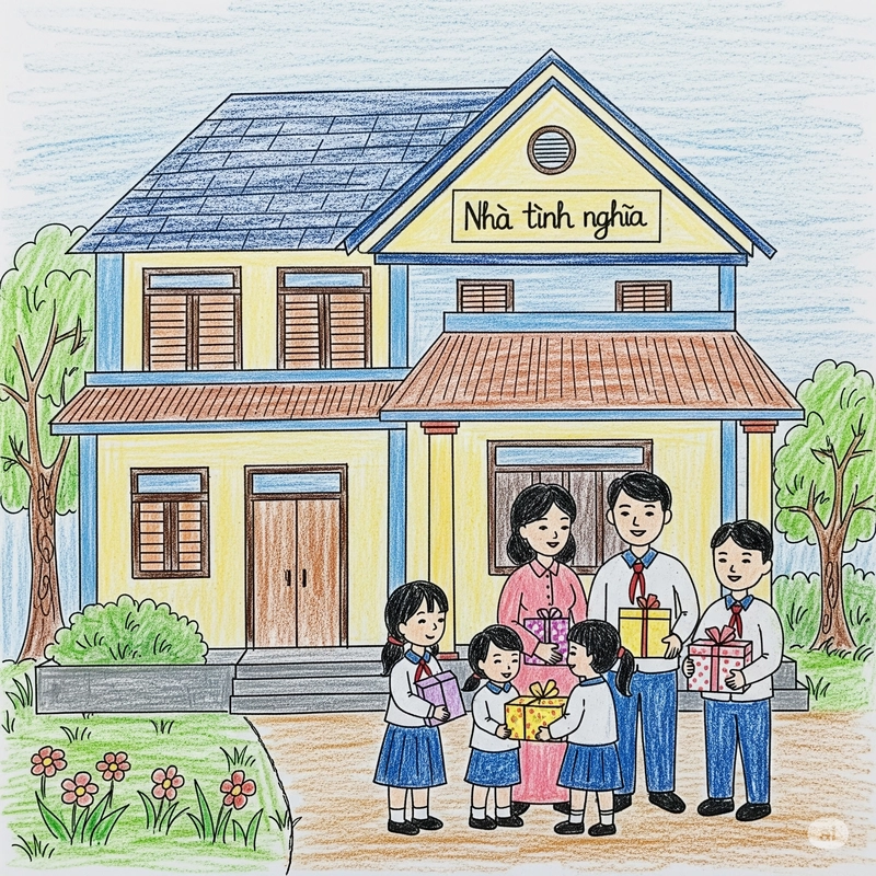 tranh vẽ đền ơn đáp nghĩa đơn giản 