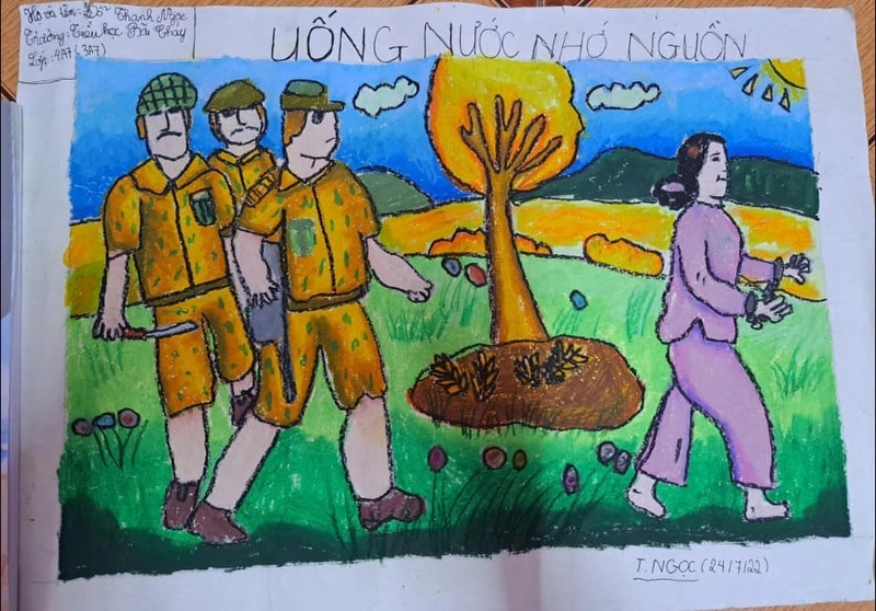 vẽ tranh phong trào đền ơn đáp nghĩa 