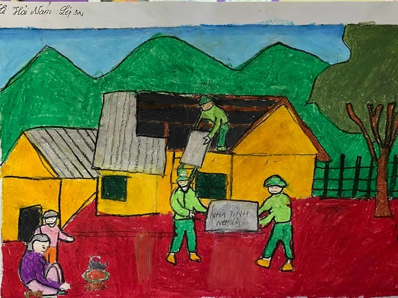 vẽ tranh về hoạt động đền ơn đáp nghĩa 