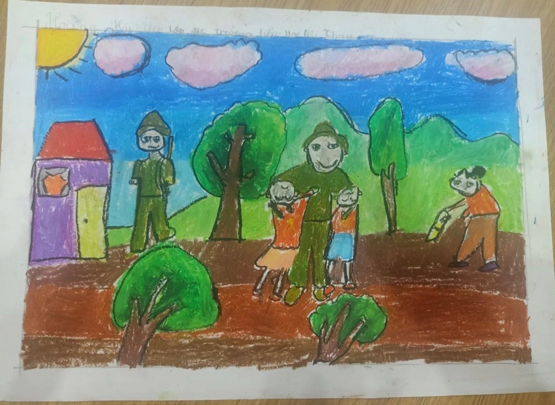 tranh chủ đề đền ơn đáp nghĩa đơn giản 