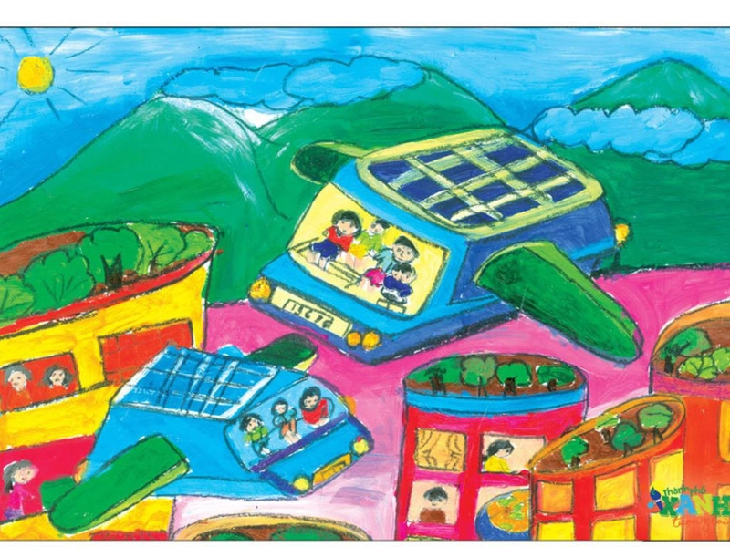 vẽ tranh thành phố xanh tương lai