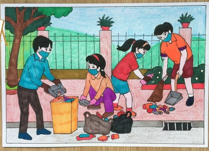 vẽ tranh lao động đơn giản 