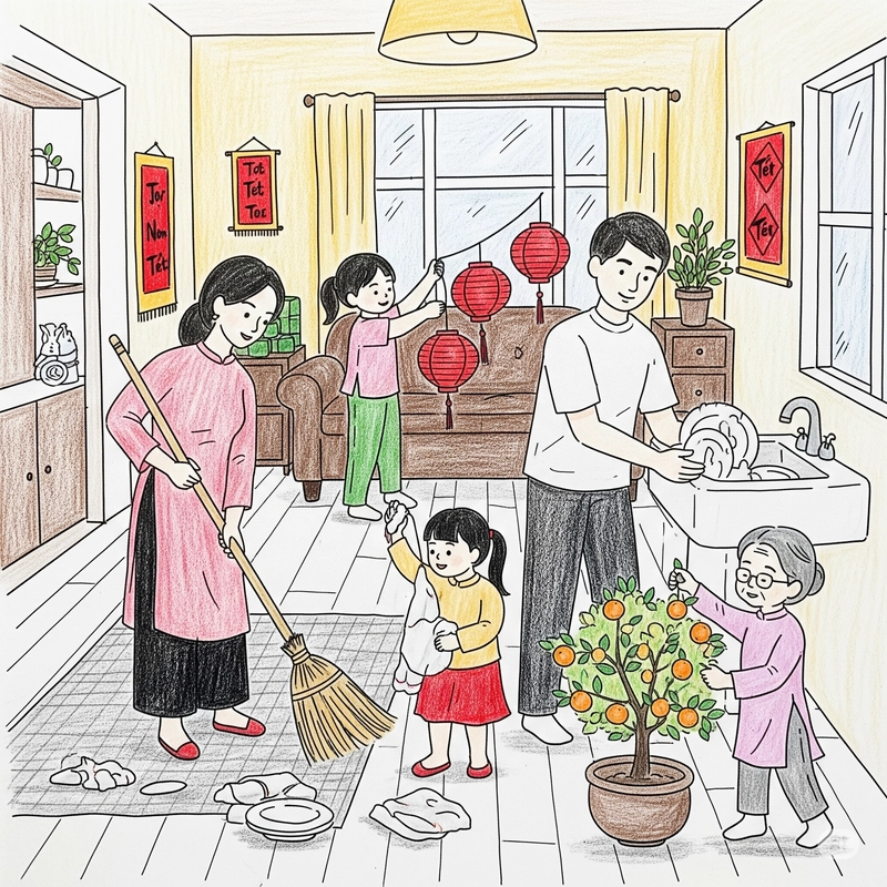 vẽ tranh chủ đề công việc hàng ngày 
