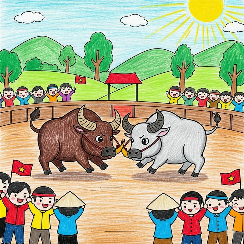 vẽ tranh lễ hội chọi trâu lớp 6 