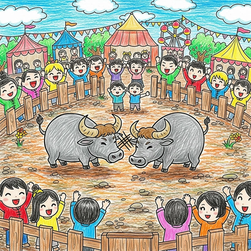 vẽ tranh lễ hội chọi trâu ngắn gọn 