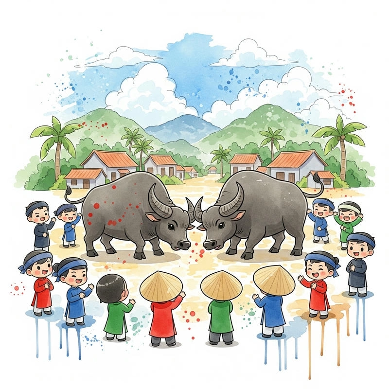 lễ hội chọi trâu tranh vẽ quê hương 