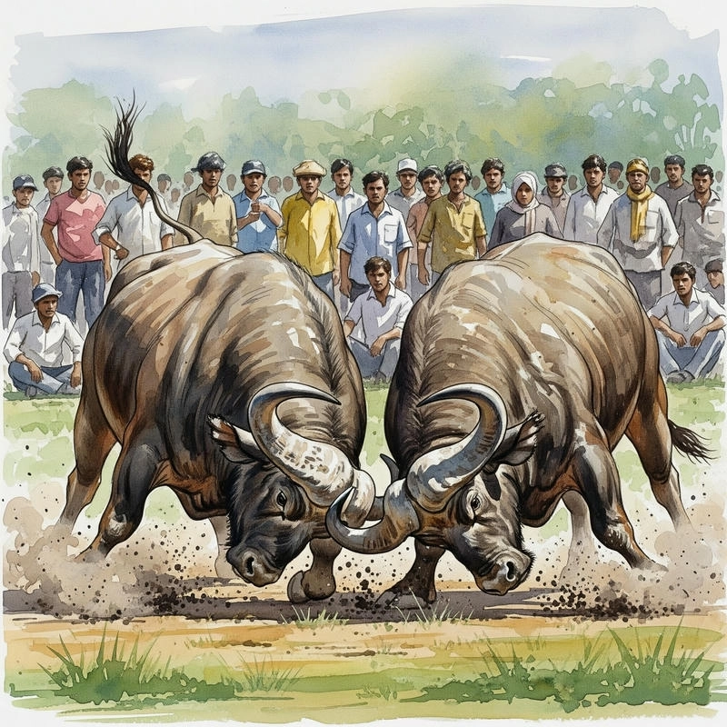 vẽ tranh chọi trâu đơn giản 