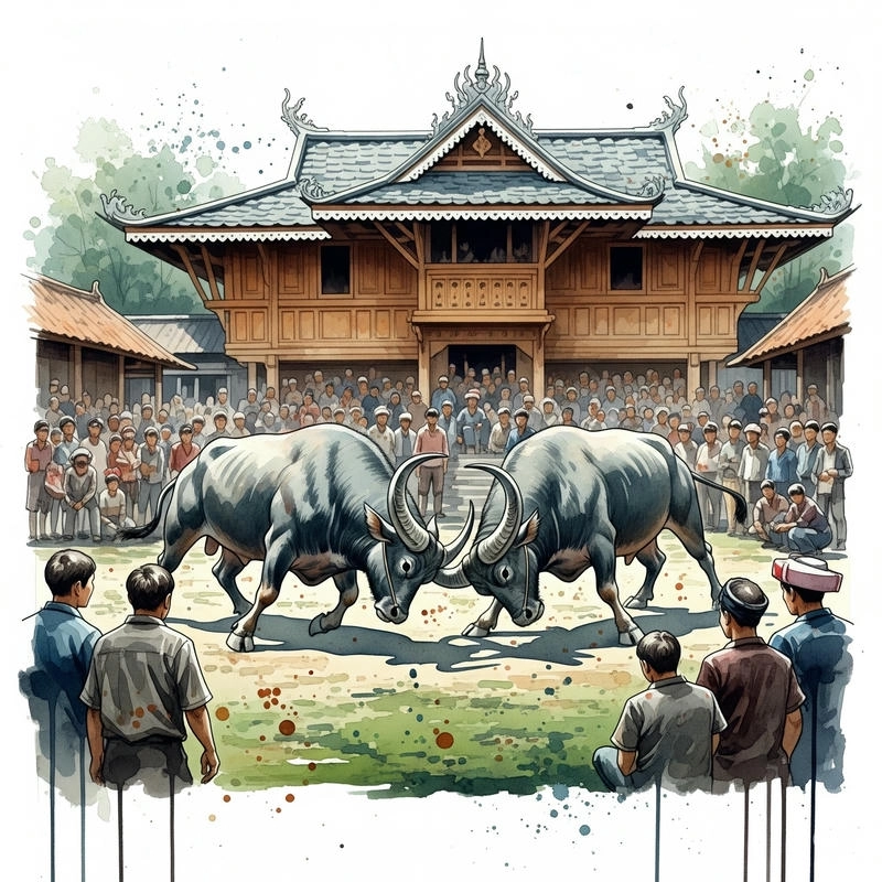 vẽ tranh chọi trâu sáng tạo 