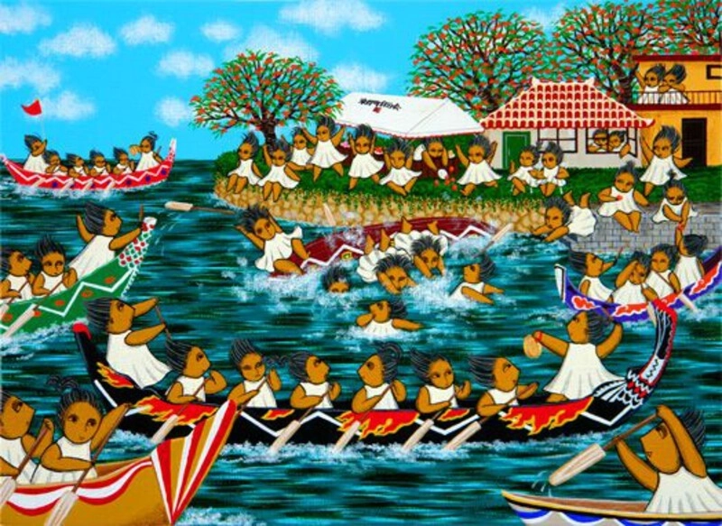 vẽ tranh hội xuân quê hương đua thuyền 