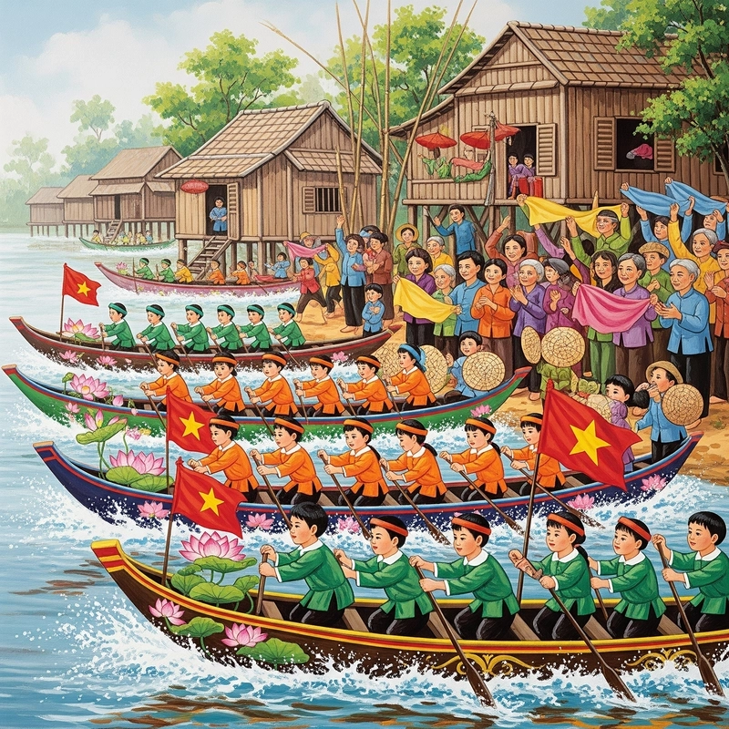 vẽ tranh đề tài lễ hội sôi động 