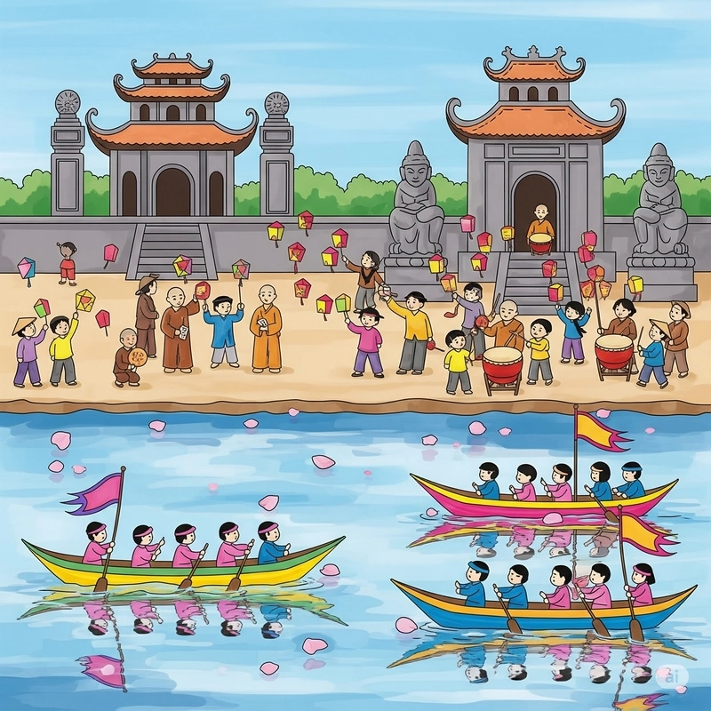 vẽ tranh đua thuyền ngày tết 