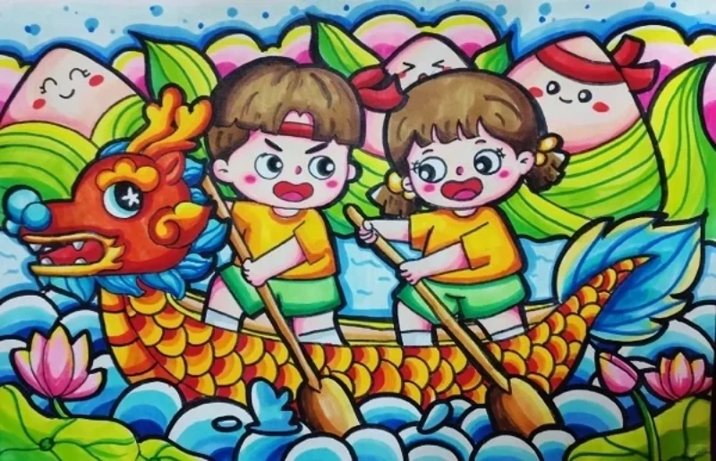 vẽ tranh đề tài đua thuyền lớp 5 