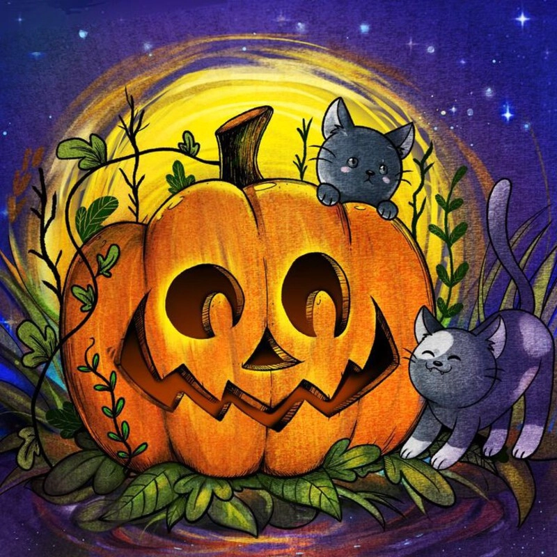 tranh vẽ đề tài halloween đơn giản 