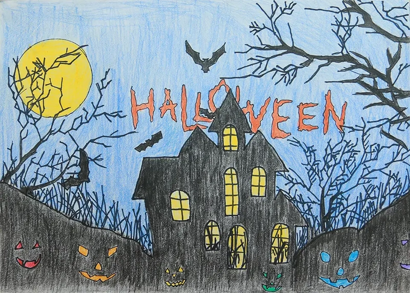 vẽ tranh lễ hội halloween anime dễ thương 