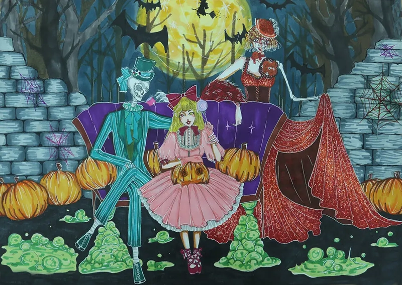 vẽ tranh lễ hội halloween lớp 9 độc đáo 