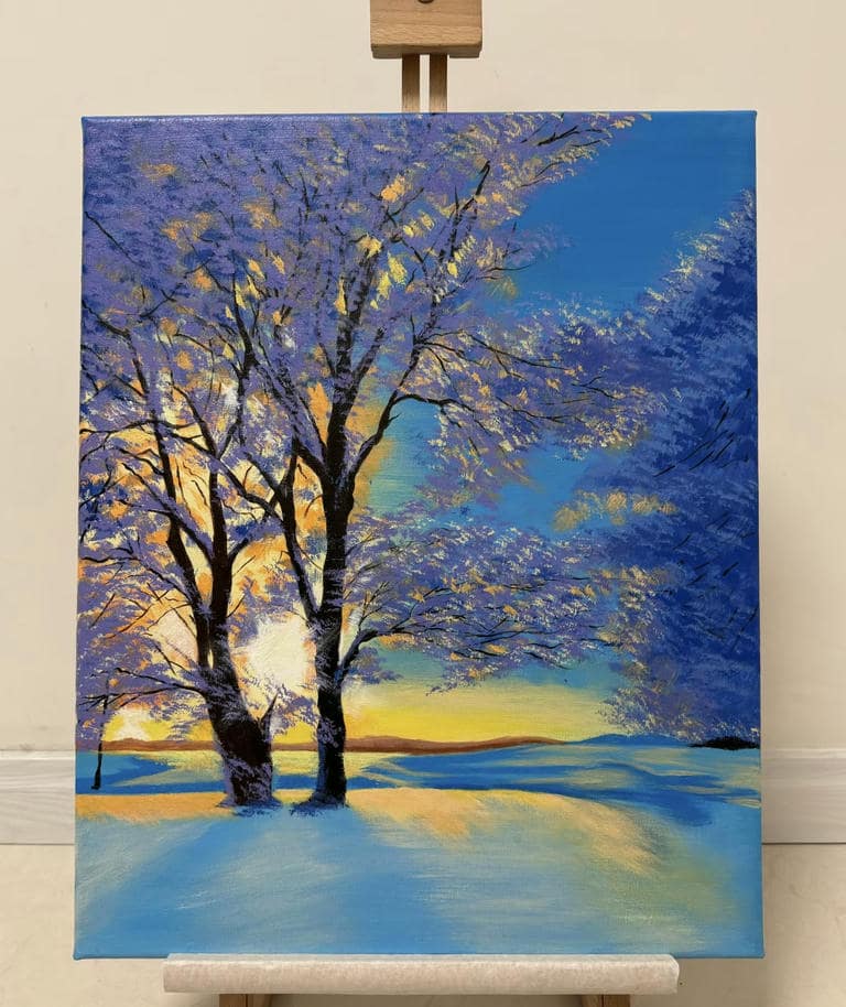 vẽ tranh mùa đông ban đêm kì ảo